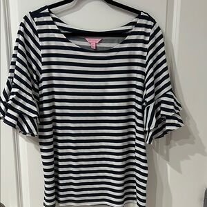 Lilly Pulitzer Navy and White Striped Blouse